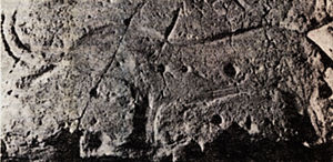 Фрагмент изображения мамонта или быка."Каменная могила"